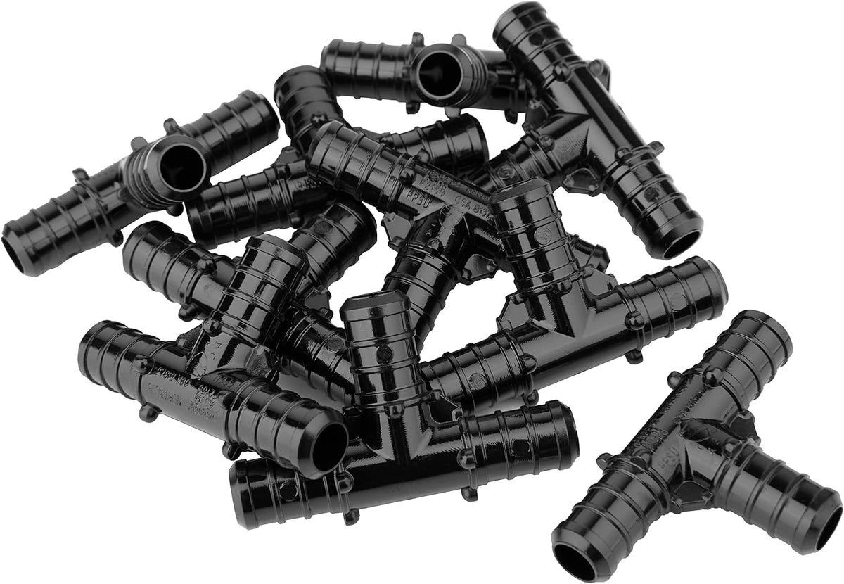 10Pcs EFIELD 3/4 Inch Poly PPSU PEX Crimp Tee Fittings(PPSU1807008-10)