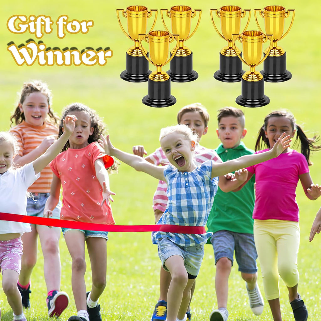 Mini Trophies, 6 Pack Gold Trophy Award, Plastic Trophies for Kids, 4 Inch Trophy Cups, Award Trophies for Party