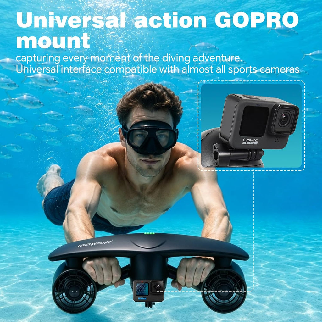 Electric Underwater Scooter 600W Dual Motors with Action Camera Mount for Kids/Adults, Water Scooter 165FT Waterproof