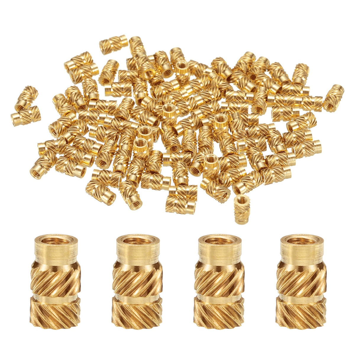 uxcell 50 Pcs M2 Brass Knurled Threaded Insert M2x6mm, OD 3.5mm Heat Set Insert Embedment Nuts