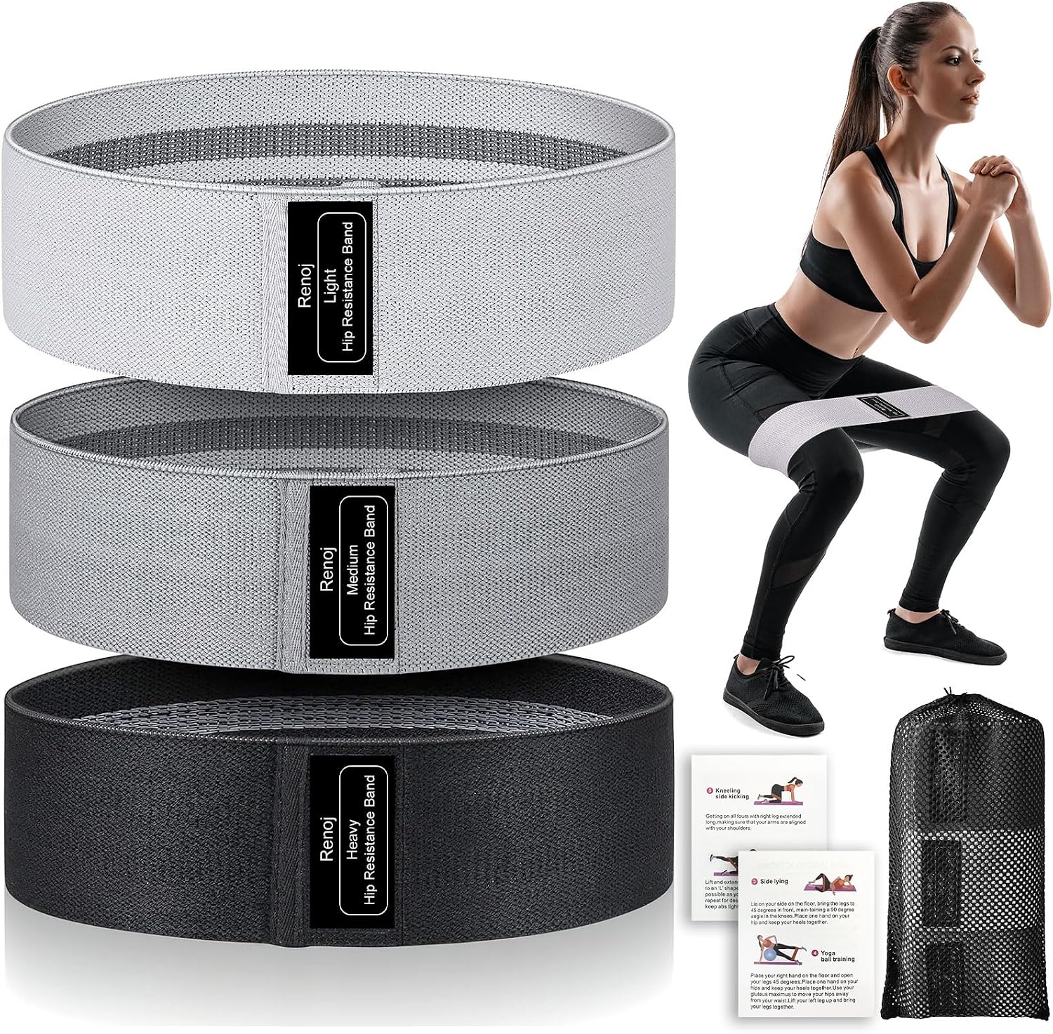 Resistance Bands for Working Out: 3-Set Professional Exercise Bands for Pilates, Yoga, Home Gym, Booty, Leg Training