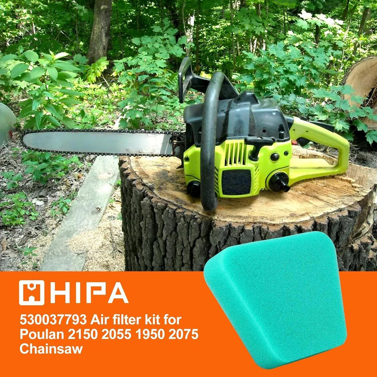 Hipa 530037793 Air Filter for Poulan 2150 2375 1950 2055 1950 2050 2075 2175 2250 2450 2550 220 225 230 260 Pro Chainsaw Parts Primer Bulb Spark Plug Fuel Line Kit