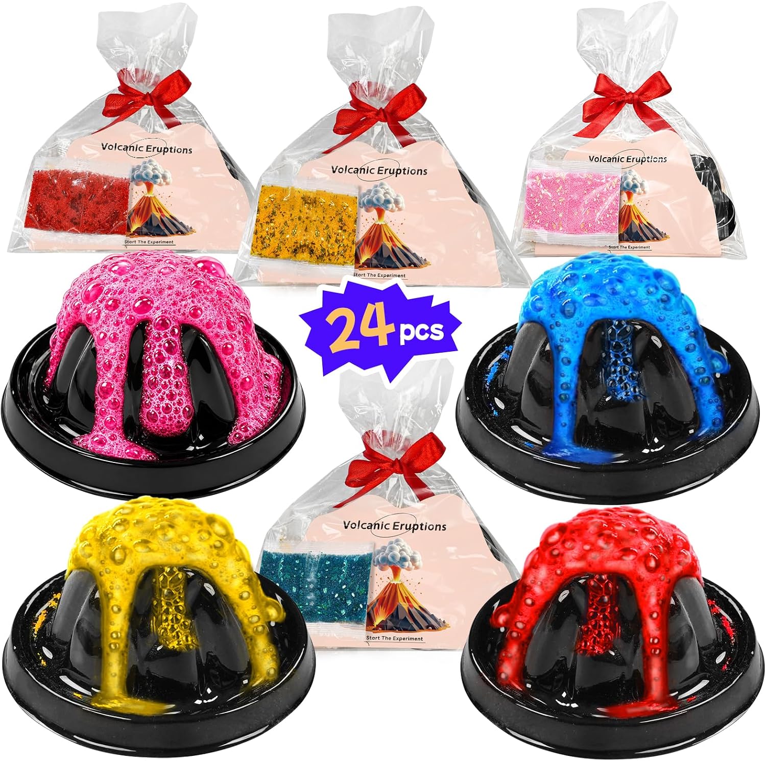 24Pcs Volcano Eruption Science Kit Party Favor Experiments Gifts for 4-6 8-12 Age Boys and Girls Valentine's Day