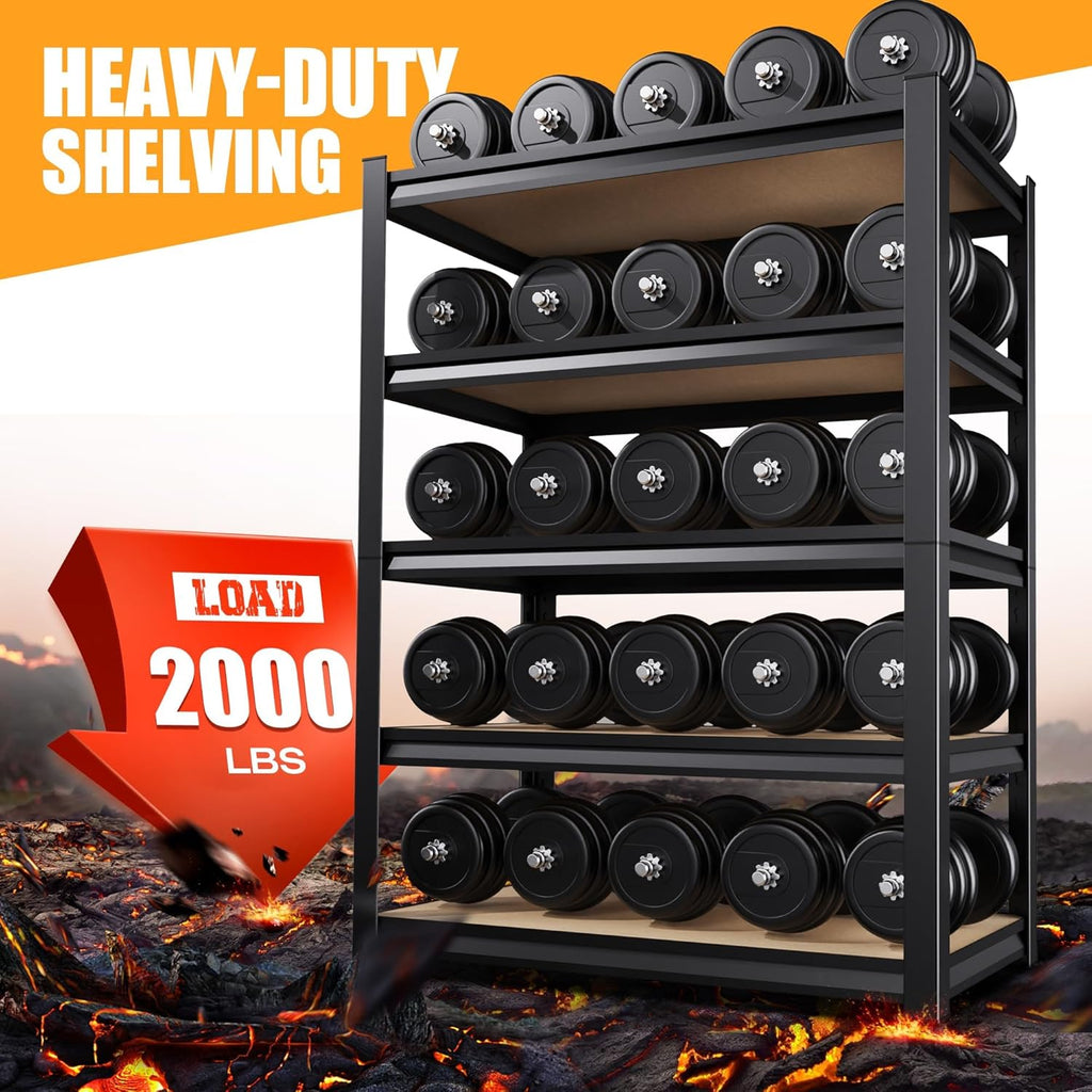 5-Tier Garage Shelving Heavy Duty Storage Shelves, Adjustable Shelving Unit, Utility Garage Organizer Shelf for