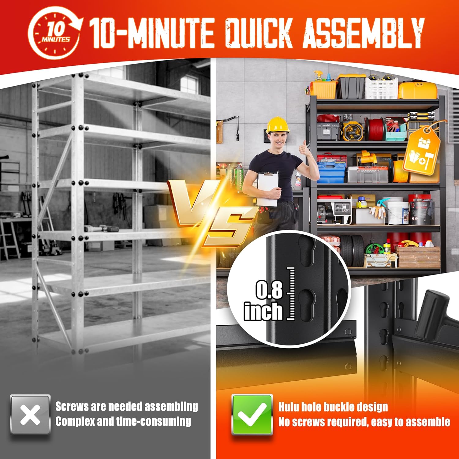 71"H-32"W-14"DGarage Shelving-5 Tier Garage Storage Shelves,Adjustable Heavy Duty Metal Shelving Unit and Storage