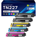 TN227 TN-227BK/C/M/Y Toner Cartridges Replacement for Brother TN227 5 Pack