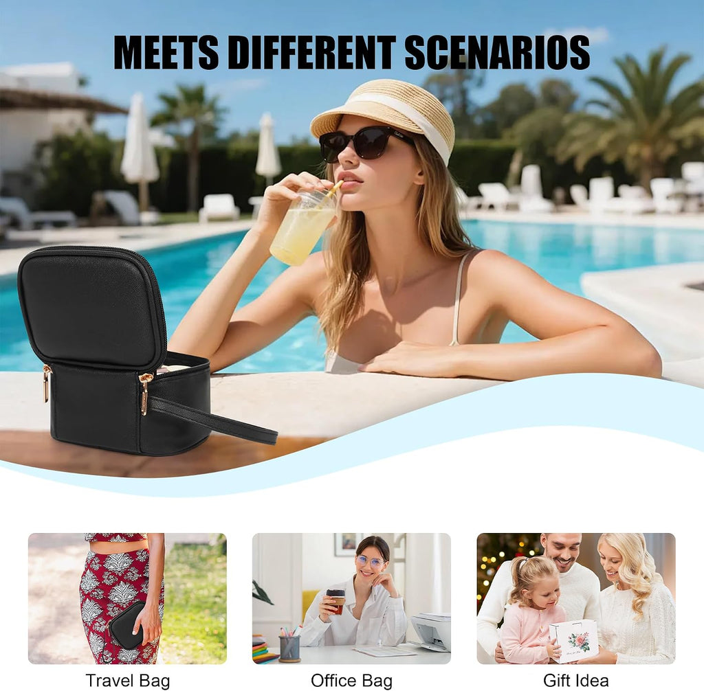 Mini Makeup Bag with Led Mirror, Small Makeup Bag with 3 Light Mode