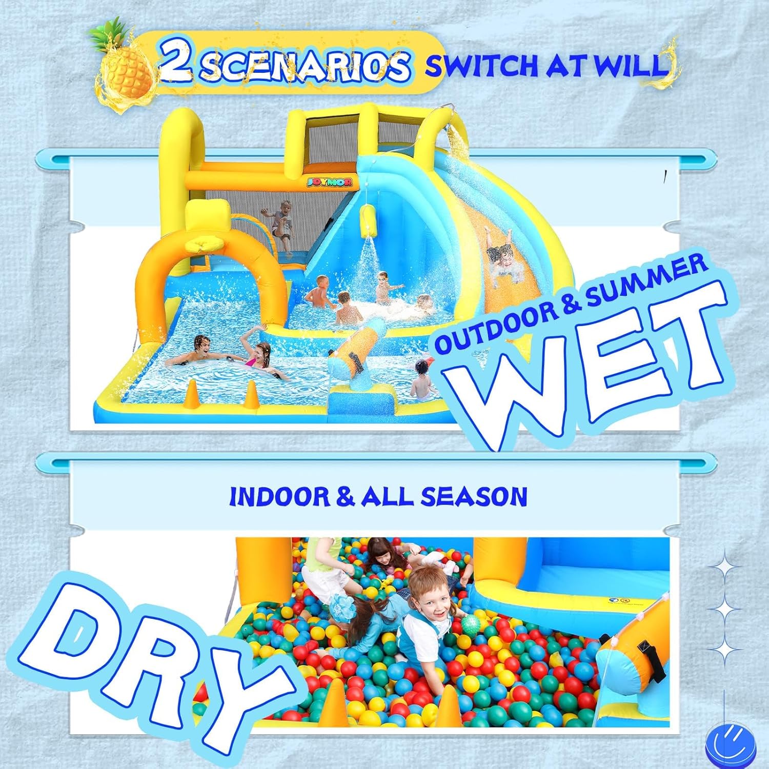 Inflatable Water Slide – Heavy Duty Bounce House with Deep Splash Pool & Blower – Inflatable Water Park for Backyard