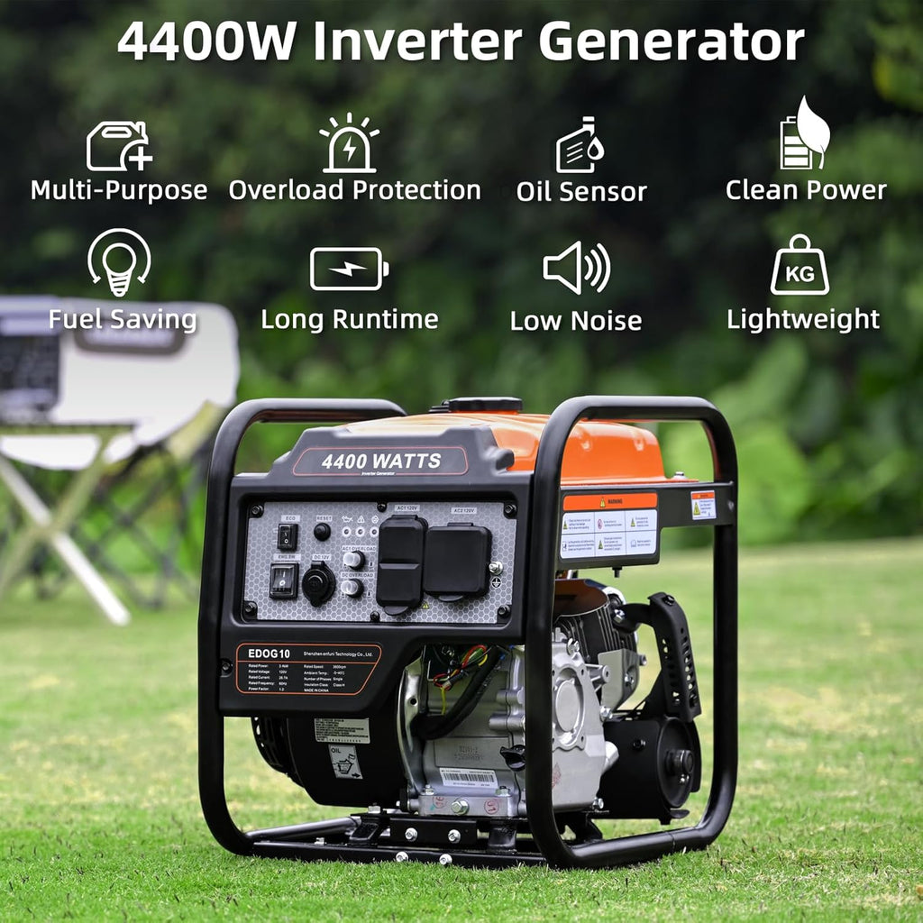 Power Equipment 4400 Watts Inverter Generator Gas Powered, Portable Open Frame Generator, Low Noise with ECO Mode, RV