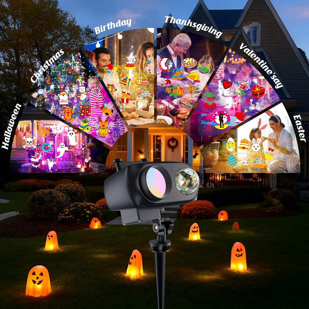 2026 Upgrade Halloween Christmas Projector Lights Decorations, COOLWUFAN Outdoor Indoor Holiday Projector Lights with