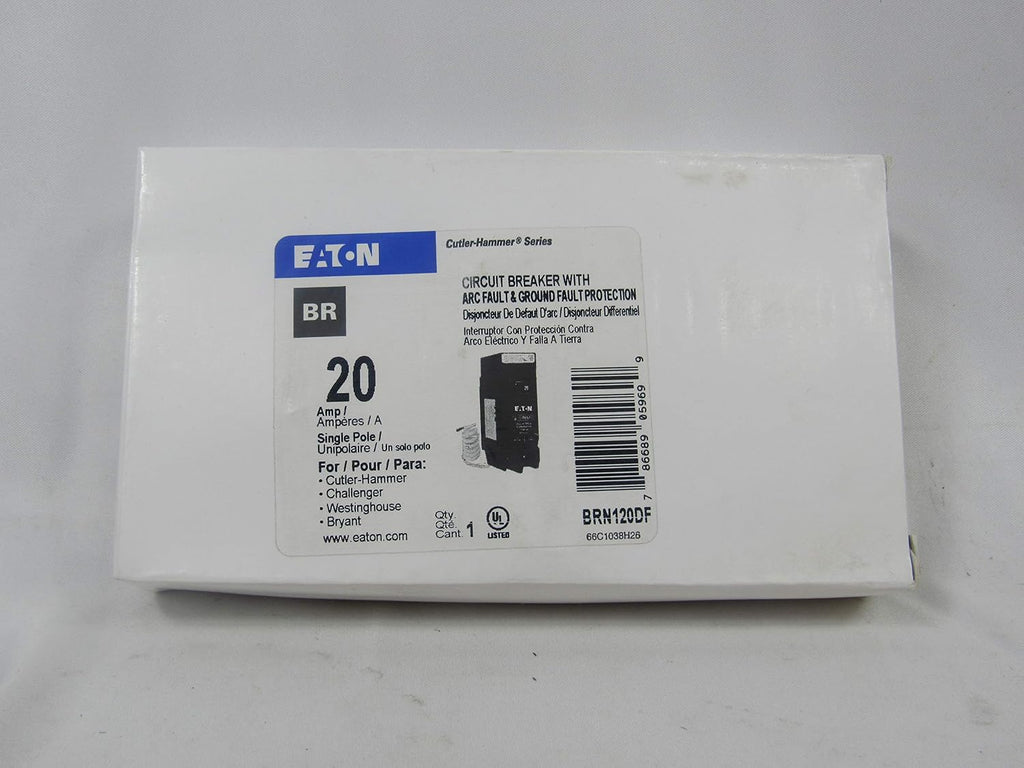 BRN120DF Breaker, 20A, 1P, 120/240V, 10 kAIC, Type BR AFCI/GFCI (Original version, 2-Pack)
