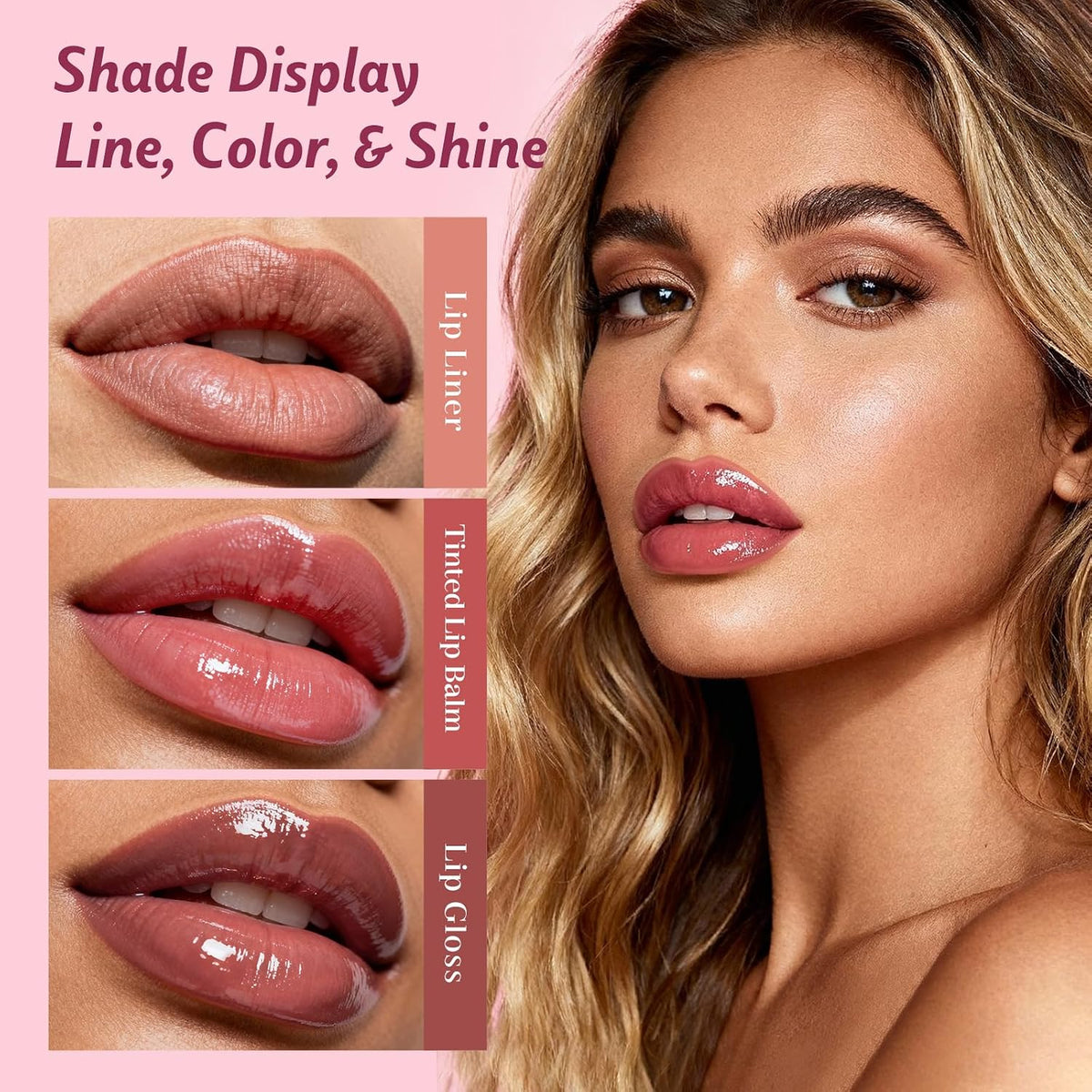 3 Pack Lip Combo Set, Lip Liner, Lipstick & Gloss, Sweet Fig Set