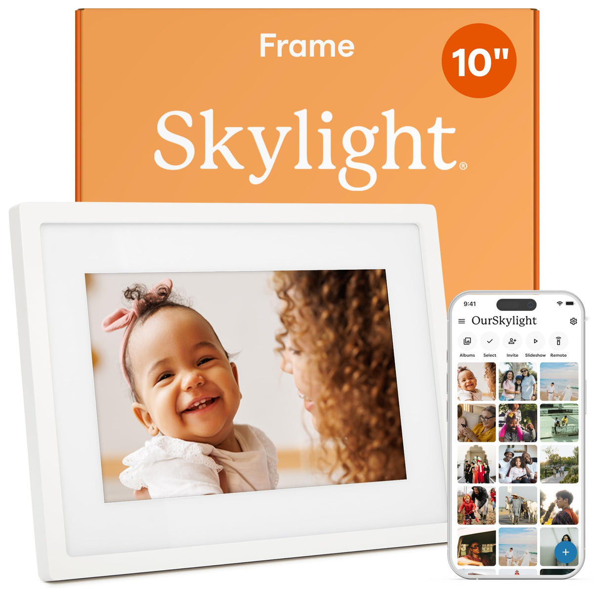 Digital Picture Frame, Load from Phone Capability, 10" White