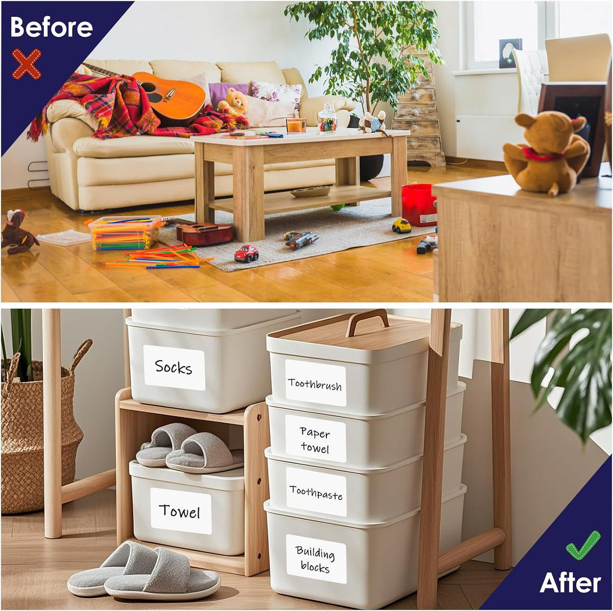 150 Pcs 6"x4" Blank Removable Labels for Storage Bins No Residue