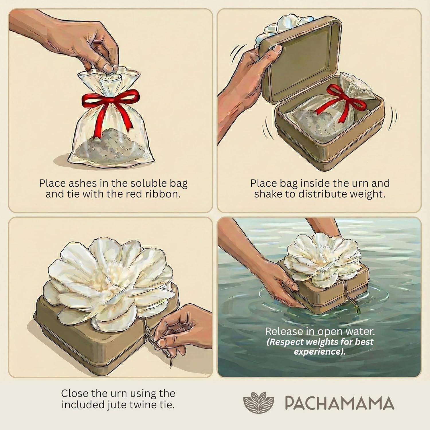 Biodegradable Water Burial Urn Kit - Cruise Approved | Ocean Ashes Scattering Ceremony with Certificate |