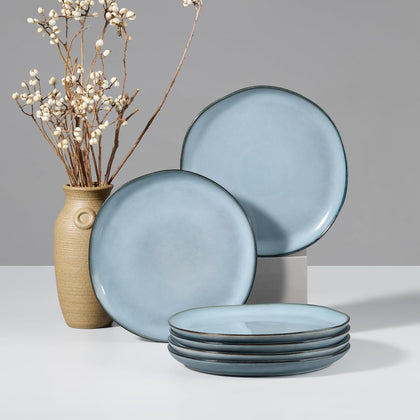 Stoneware Salad Plates Set of 6, 7.9” Heavy Duty Ceramic Plates, Reactive Glaze Dinnerware for Home Restaurant, Chip