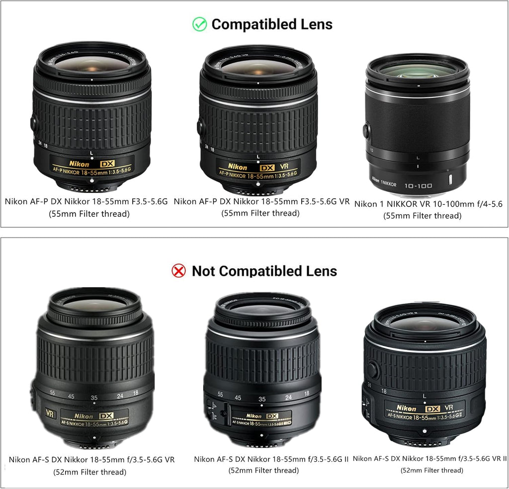 Dedicated Bayonet Reversible Lens Hood Shade for Nikon AF-P DX Nikkor 18-55mm F3.5-5.6G VR & AF-P DX Nikkor 18-55mm
