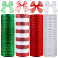 4 Rolls Christmas Deco Mesh Ribbon -10" x 30ft Metallic Poly Mesh Rolls