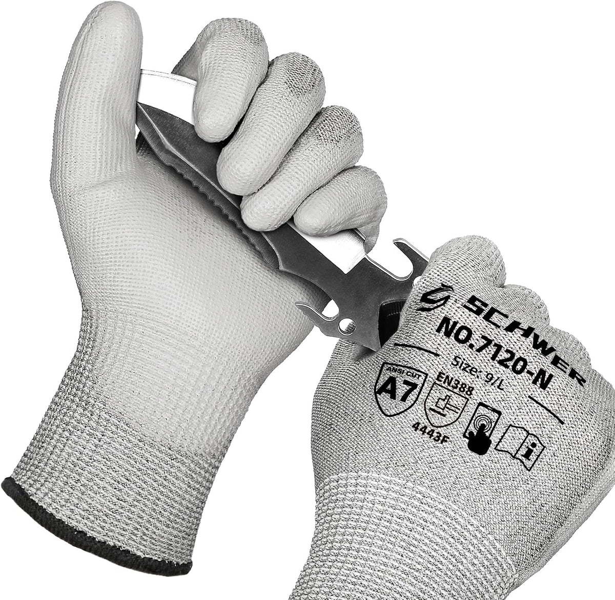 3 Pairs A6/A7 (Send Randomly) Cut Resistant Work Gloves, CR7120, L