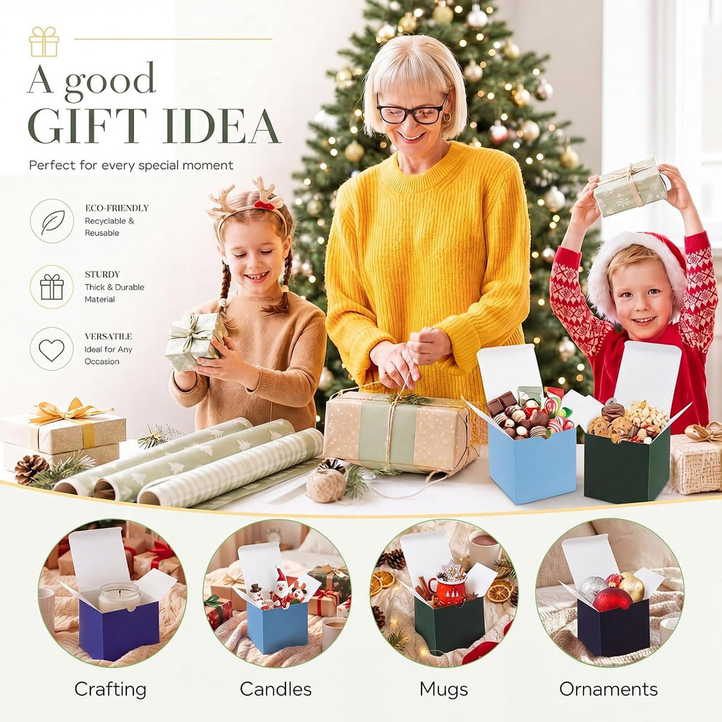 48 Pack Blue and Green Gift Boxes 12 Colors Small Cardboard