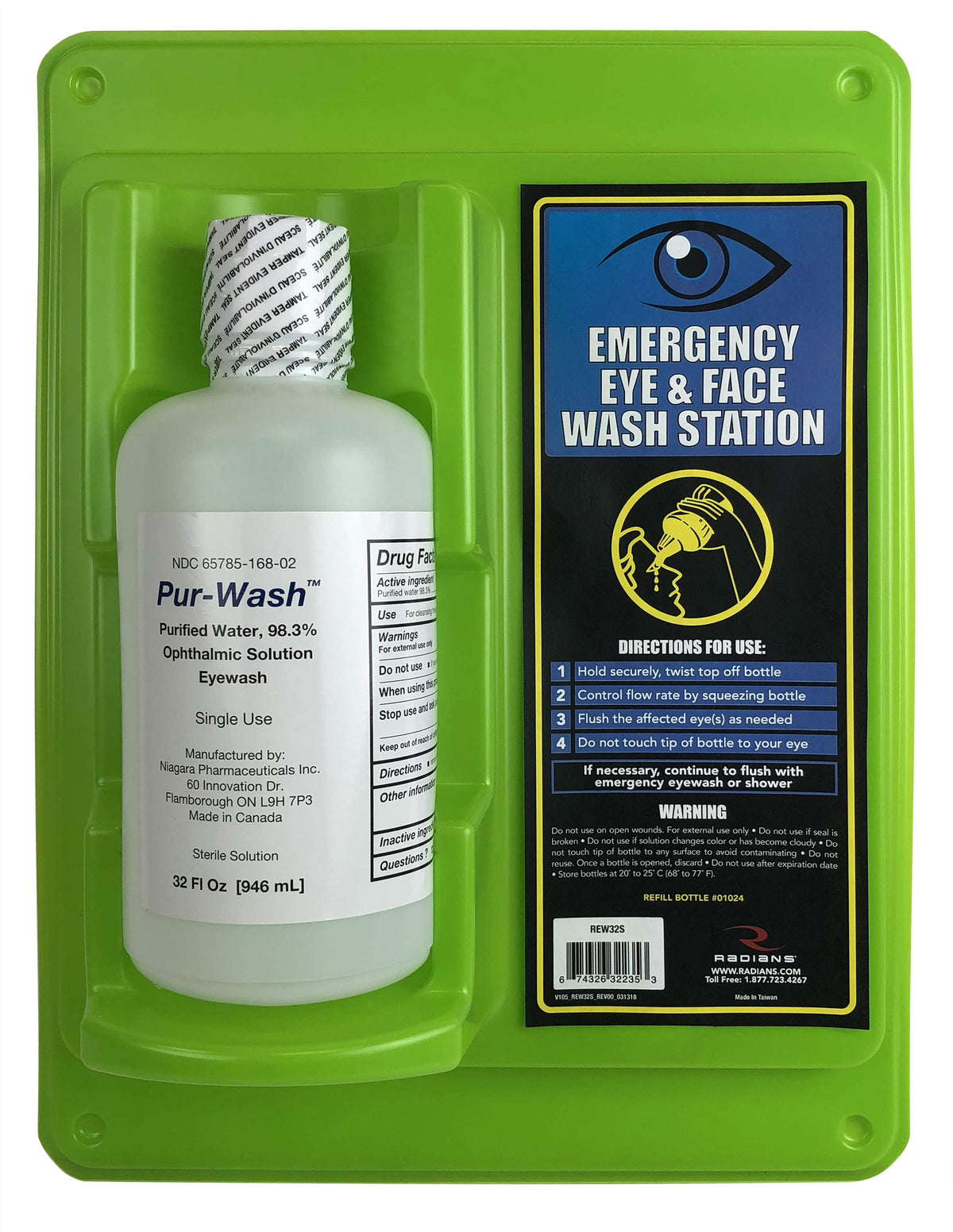 Bottle Eyewash Station 32 oz Single