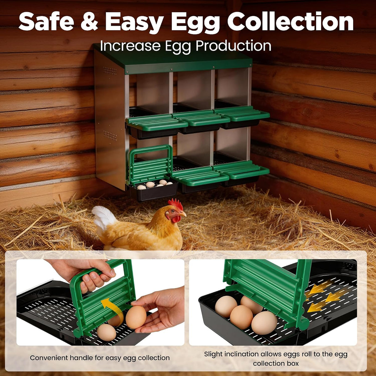 Chicken Nesting Box, 6 Compartments Egg Laying Nests Boxes for Hens