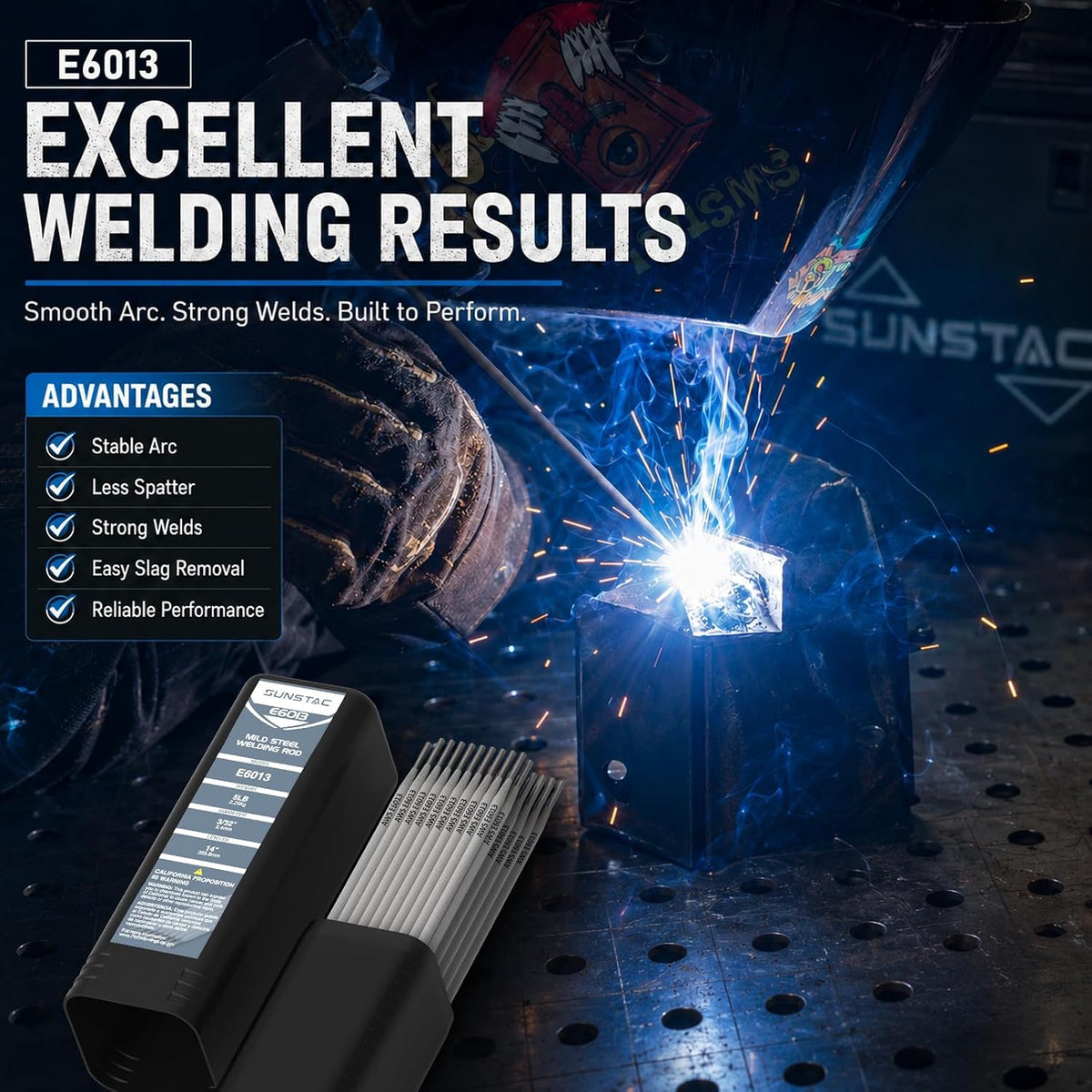 E6013 Carbon Steel Welding Rod, 3/32" 5LB | AC/DC operation, all-position use