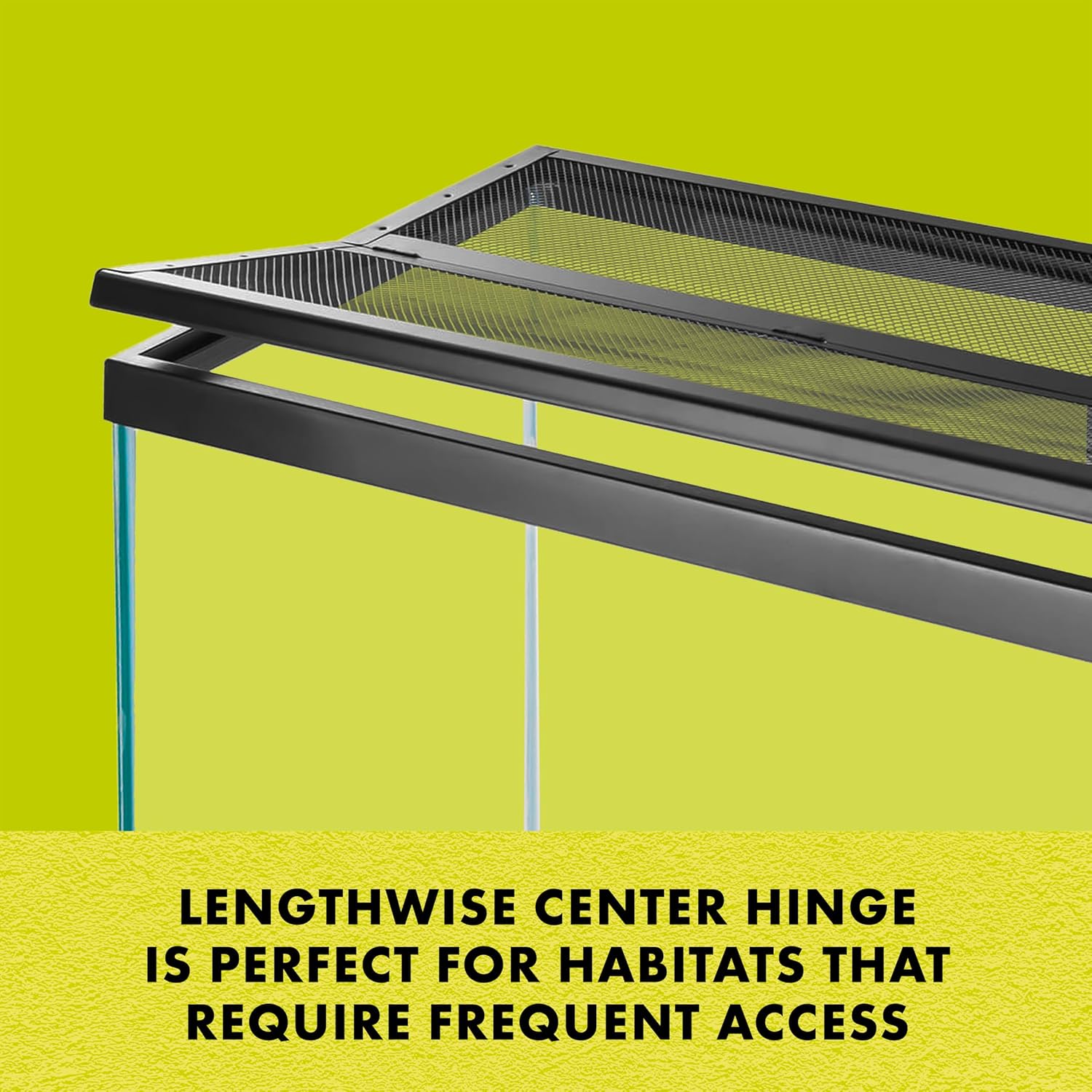 Fresh Air Screen Cover with Center Hinge, Secure and Durable Metal Mesh Cover for Reptile Terrariums, 48 x 13 inches