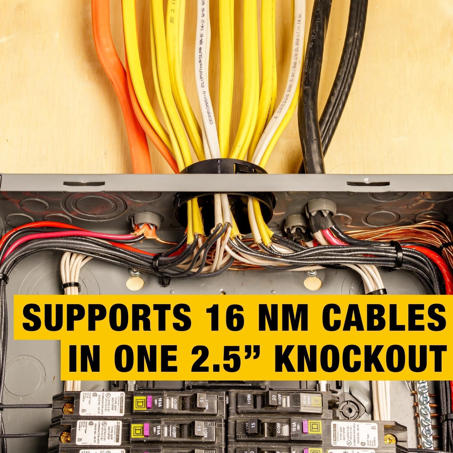 Wire Waffle Connnector for 2.5" KO's - 1 unit, NM Cable Connector, 16 Cables in 1 Knockout, UL Listed & NEC Compliant