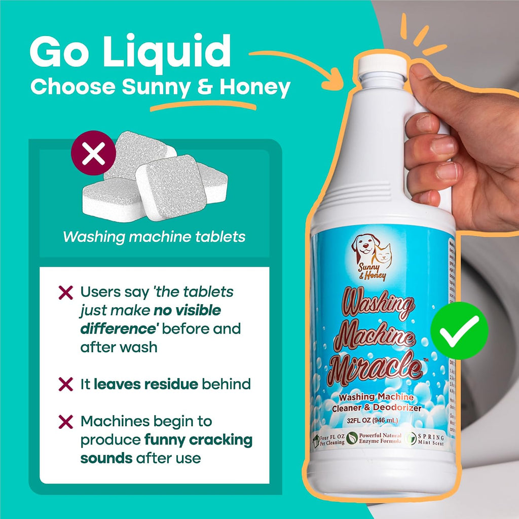 Liquid Washing Machine Cleaner & Deodorizer - Top & Front Load Washer Cleaner - 32 fl oz Washing Machine Deodorizer