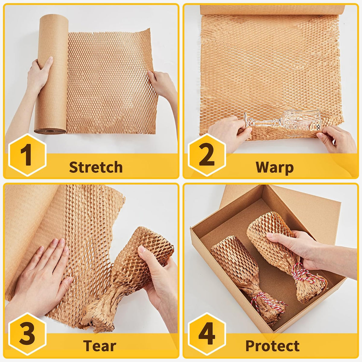 Honeycomb Packing Paper, 15" x 200' Packing Wrap Roll for Packing