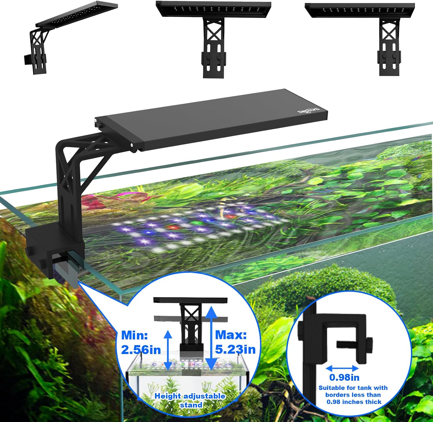 Clip On Aquarium Light for Plants-24/7 Fish Tank Light, 12-20 Inch | Led Aquarium Plant Light with Timer, Full