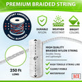 Bright White Twine String - #18 Strong Nylon String - 250 Ft Length - White String for Gardening, Nylon Twine for Plants