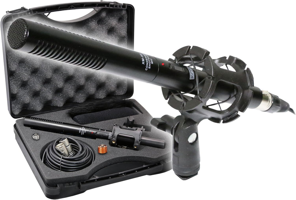 XM-55 13-Piece Professional Video & Broadcast Unidirectional Condenser Shotgun Microphone Kit - Complete Set Includes