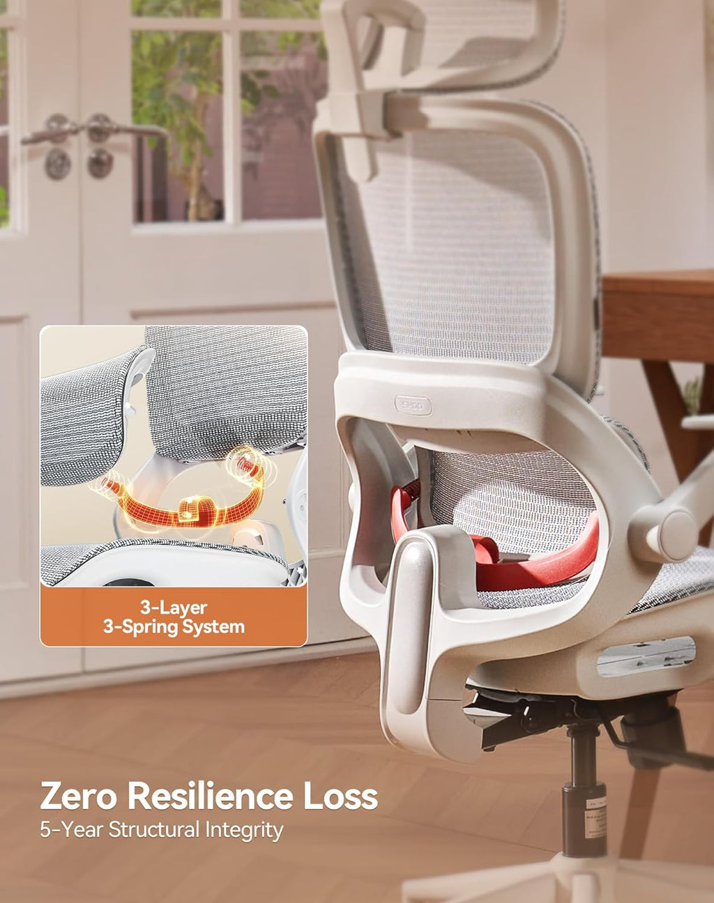 B100 Office Chair, Ergonomic Office Chair Without Footrest, Computer Chair with Wide Headrest & Adaptive Lumbar