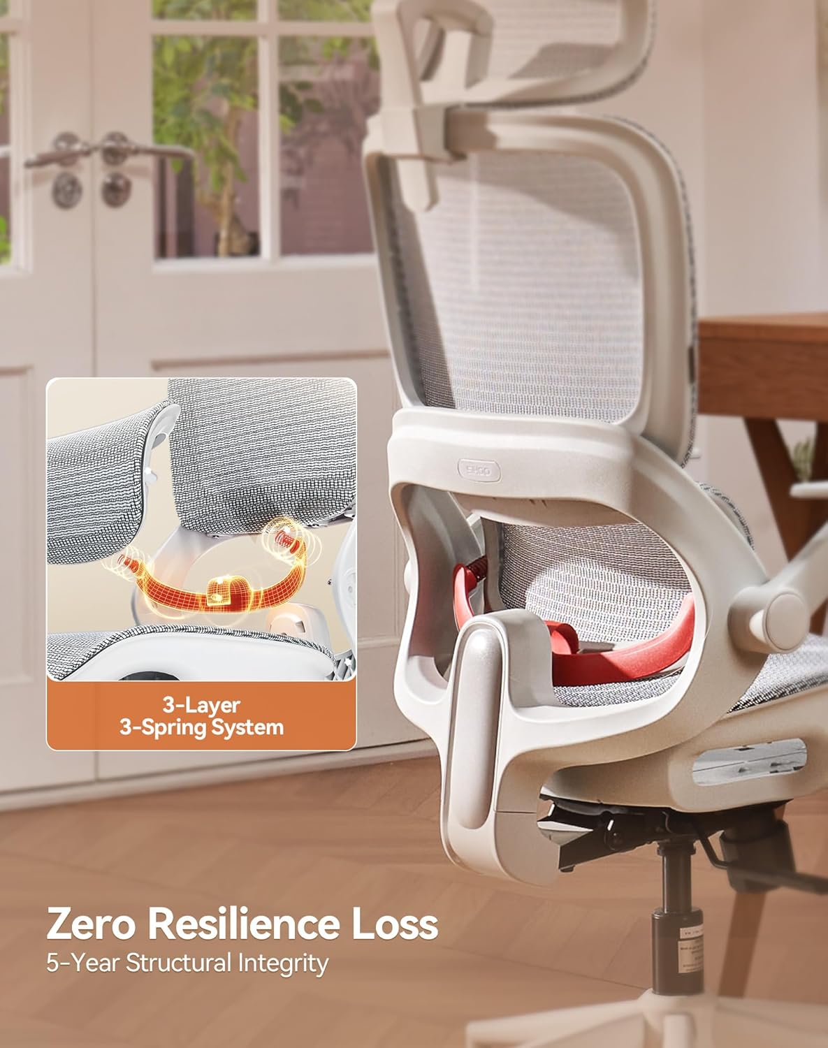 B100 Office Chair, Ergonomic Office Chair Without Footrest, Computer Chair with Wide Headrest & Adaptive Lumbar