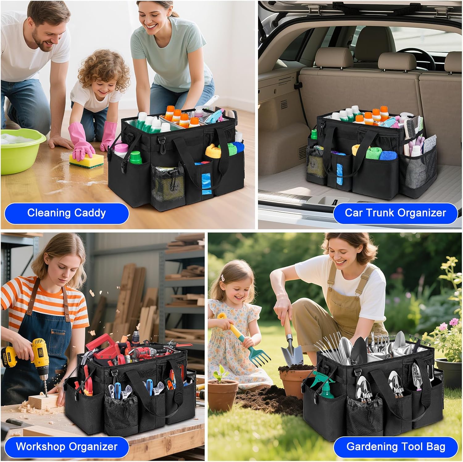 Cleaning Caddy Bag, Cleaning Supplies Organizer for Housekeepers, Housekeeping Caddy with Handle and Detachable