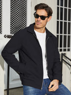Men's Black Jacket Full Zip Windbreaker for Golf Business Work