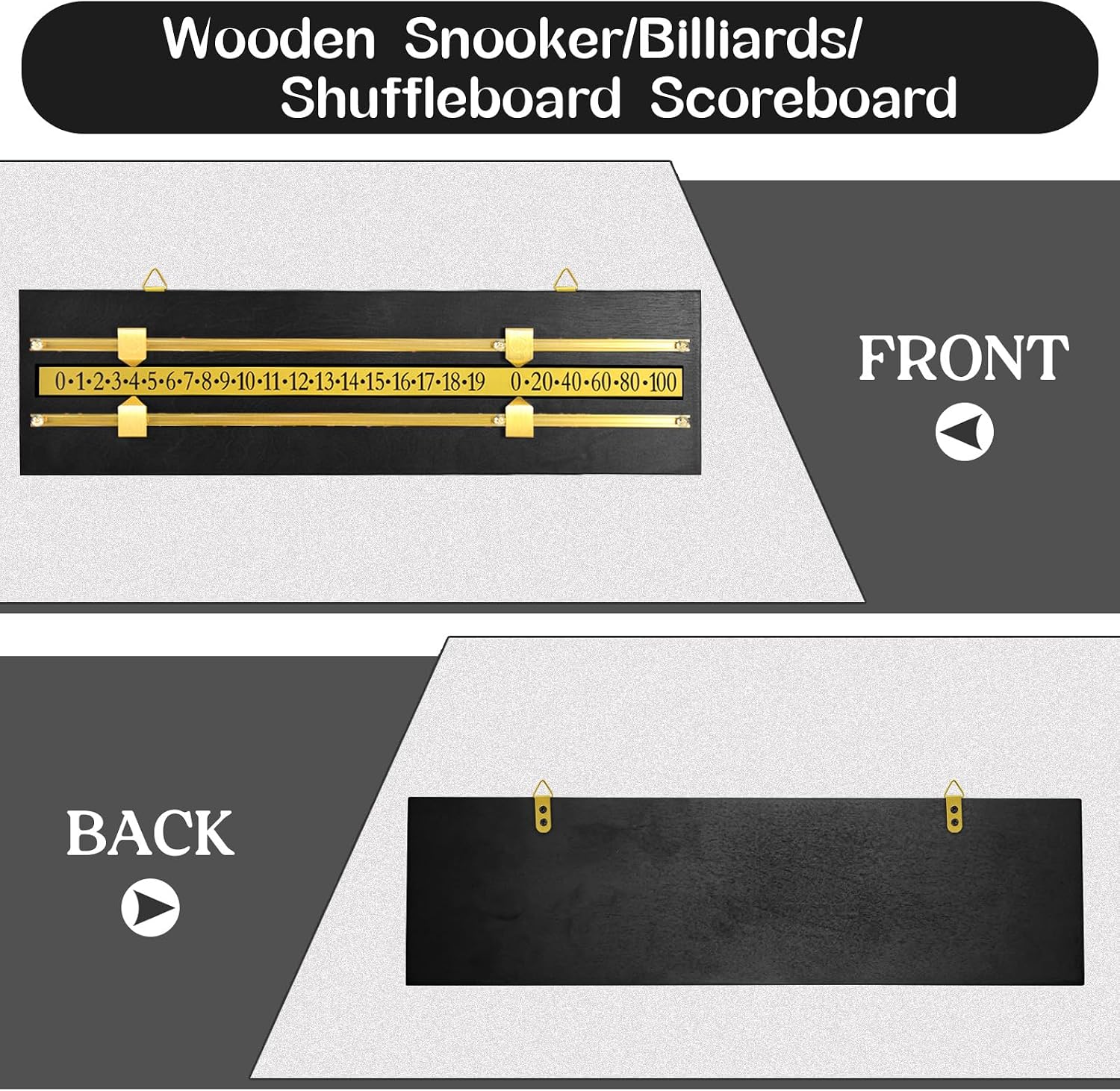 Wooden Wall-Mounted Scoreboard for Snooker,Billiards, Pool Table and Shuffleboard Games - Classic Score Keeper for