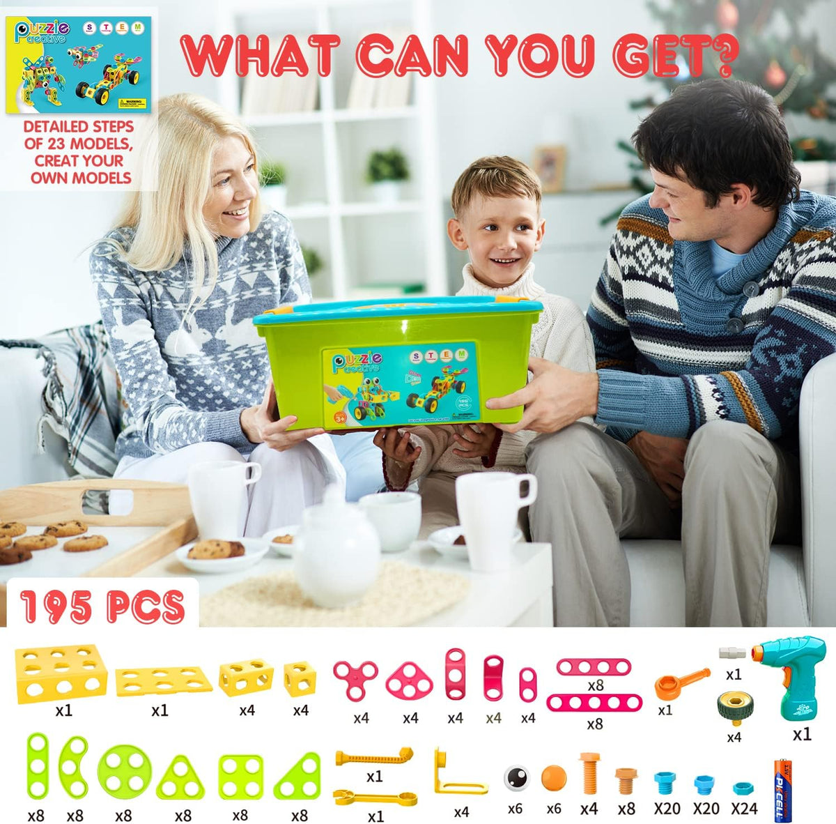 195 PCS STEM Toys, Building Sets for Kids 3+