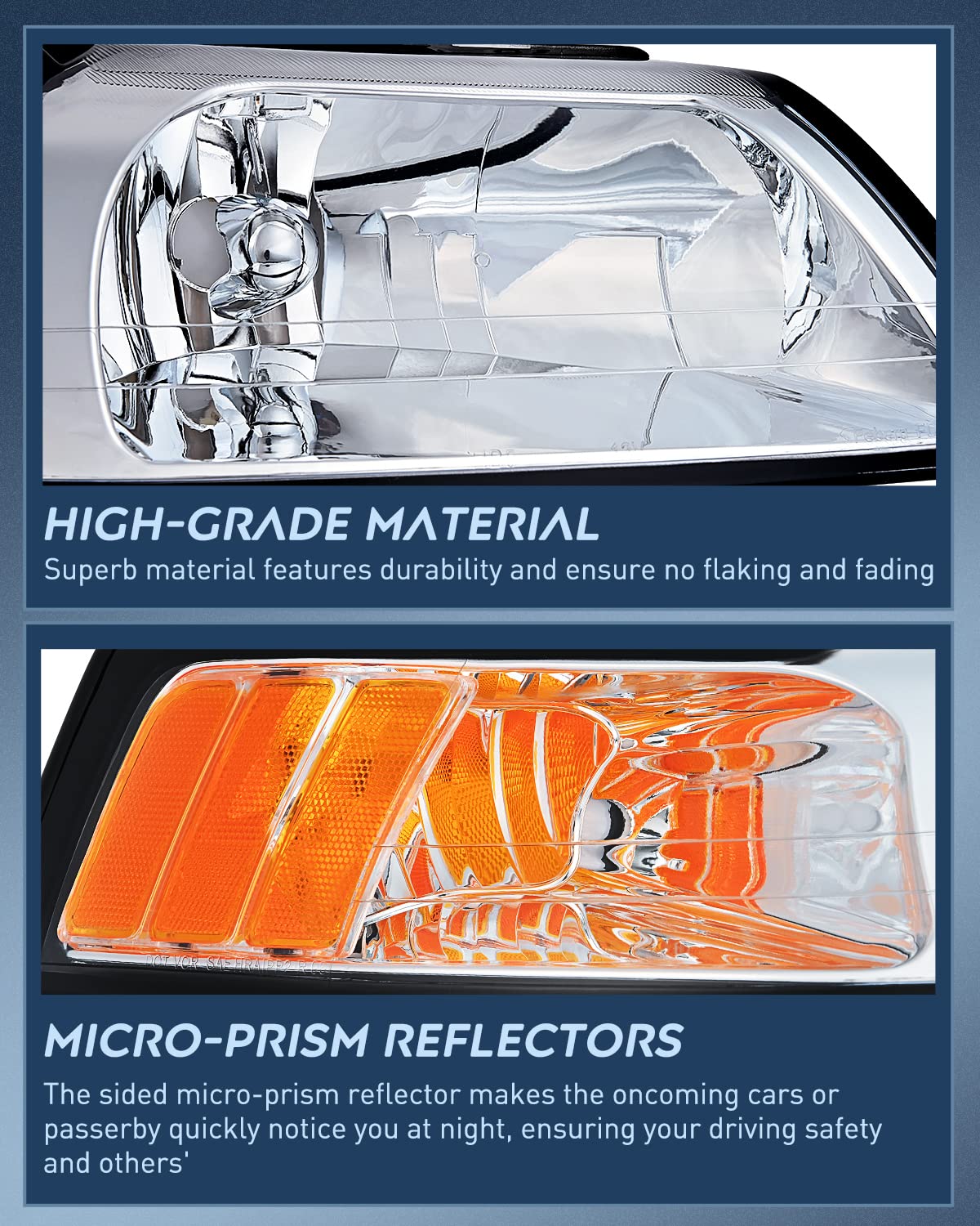 Headlight Assembly Compatible with Ford Mustang 1999-2004