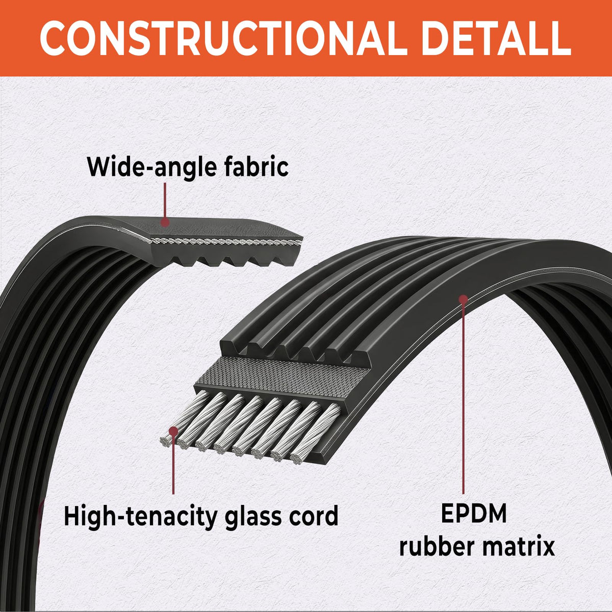 PODYORK 10PK1850 PK V-Ribbed Belt 10 Ribs 72.83" Length Drive Belt