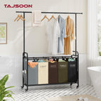 Laundry Sorter Cart with Hanging Rack, 5 Section, 5 Colors