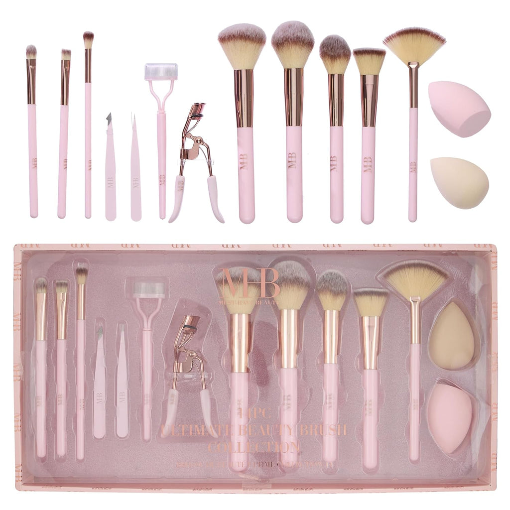 14pc Rose Gold Ultimate Beauty Brush Collection - Makeup Brushes, Eyelash