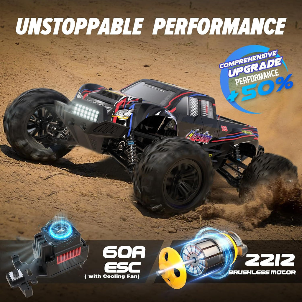 1:10 Brushless RC Cars for Adults & Boys, 60+ KMH Remote Control Car | 4WD Off Road Monster Truck, Waterproof