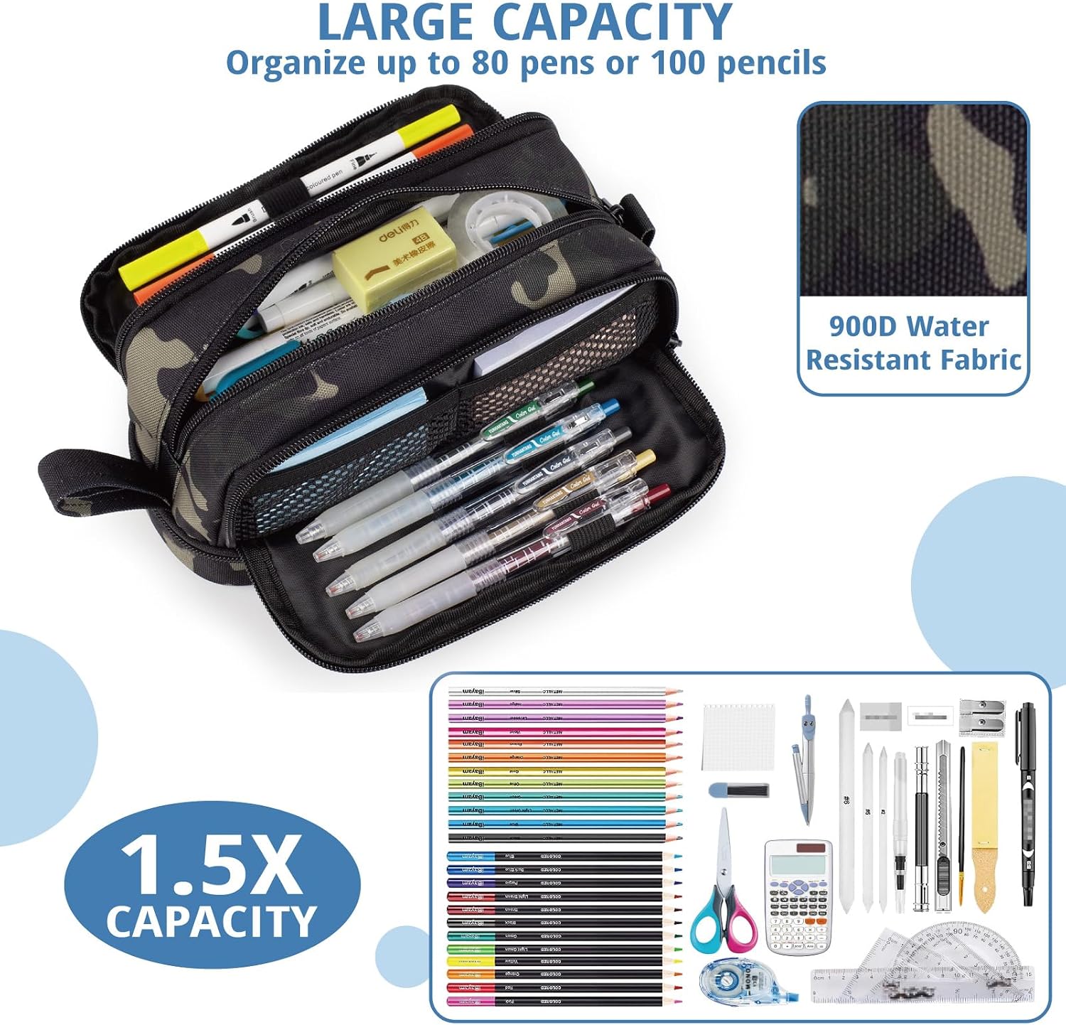 Tactical 4 Compartments Pencil Case for Boy, Large Pen Pouch Bag for School | Tactical Large Capacity Pen Box, 900D