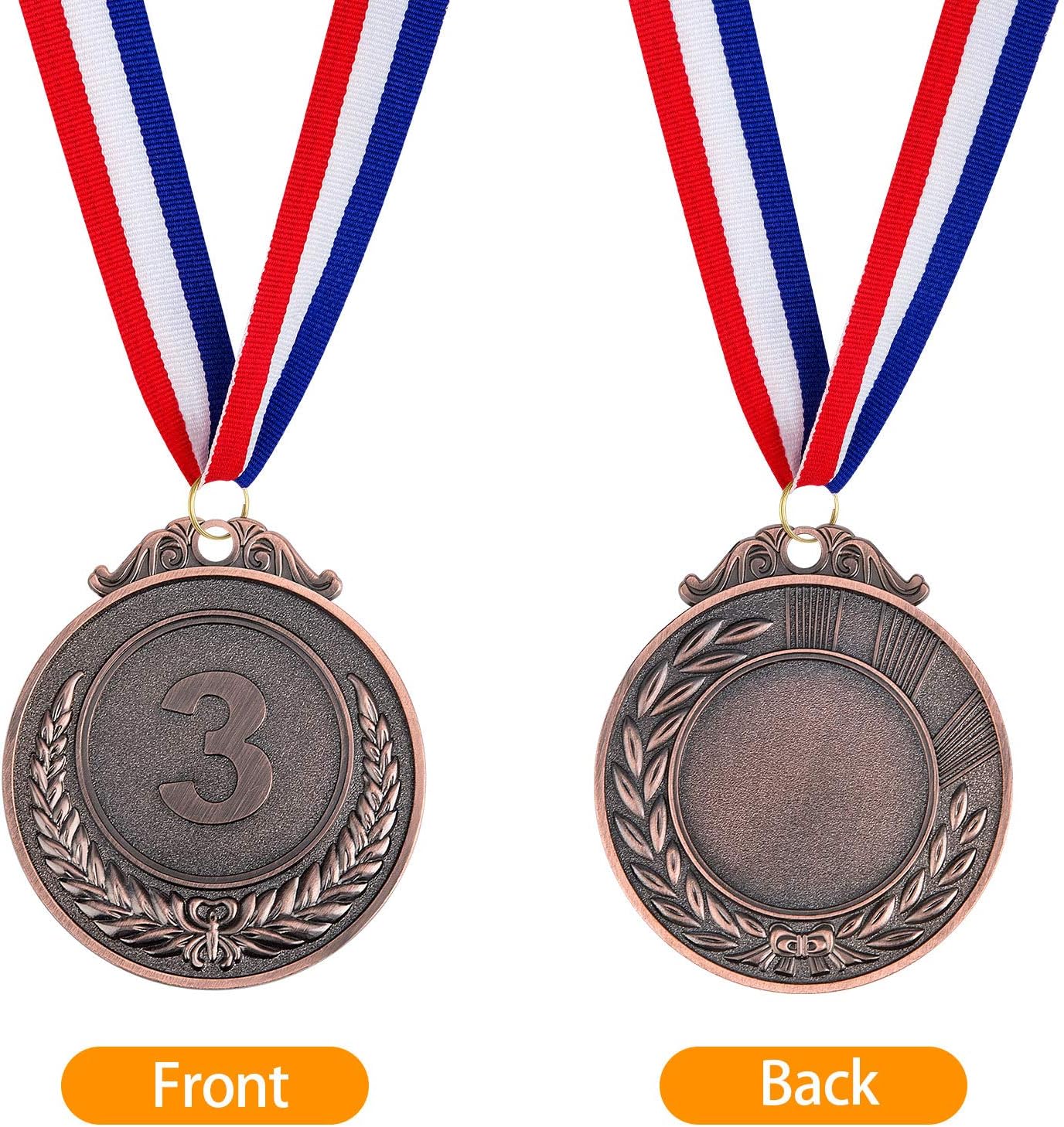 Award Medals 1st 2nd 3rd (Gold, Silver, Bronze) Metal Style Winner with Neck Ribbon, 2 Inches