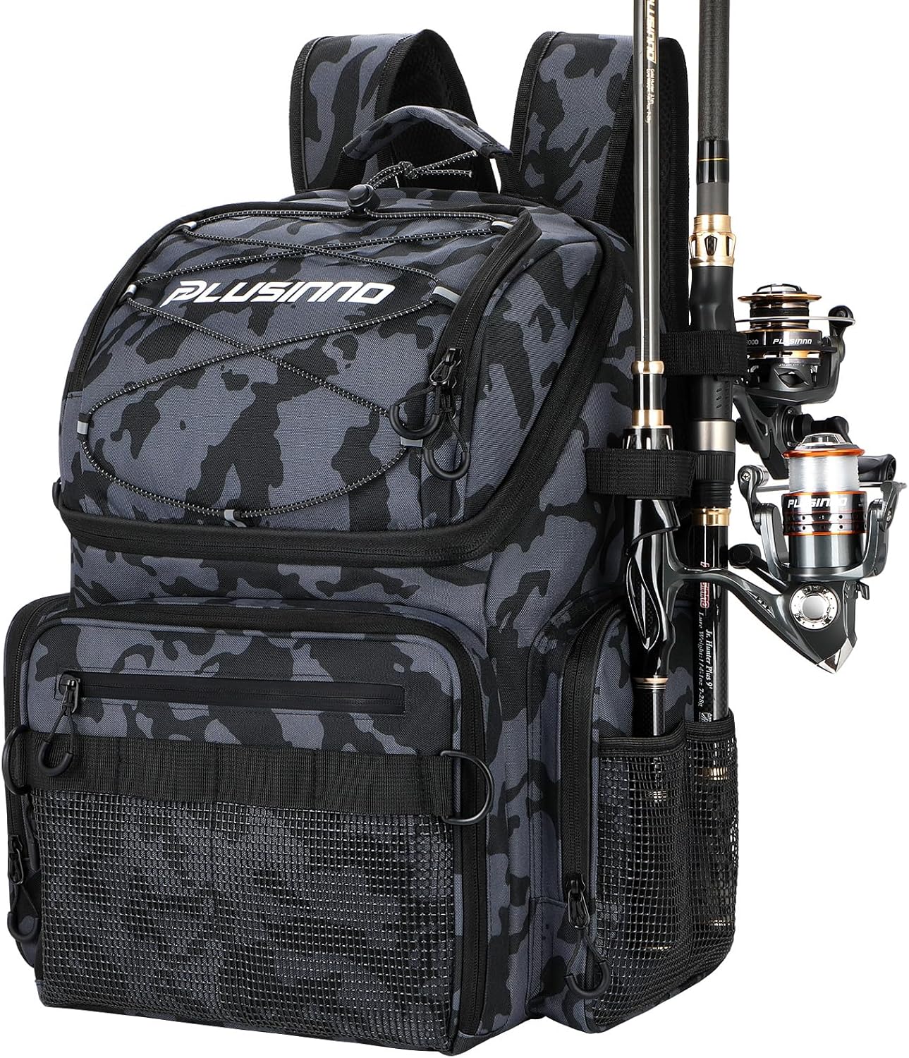 Cooler Fishing Backpack with Rod Holders 45L Large Water-resistant Fishing Tackle bag Store Fishing Gear Fishing