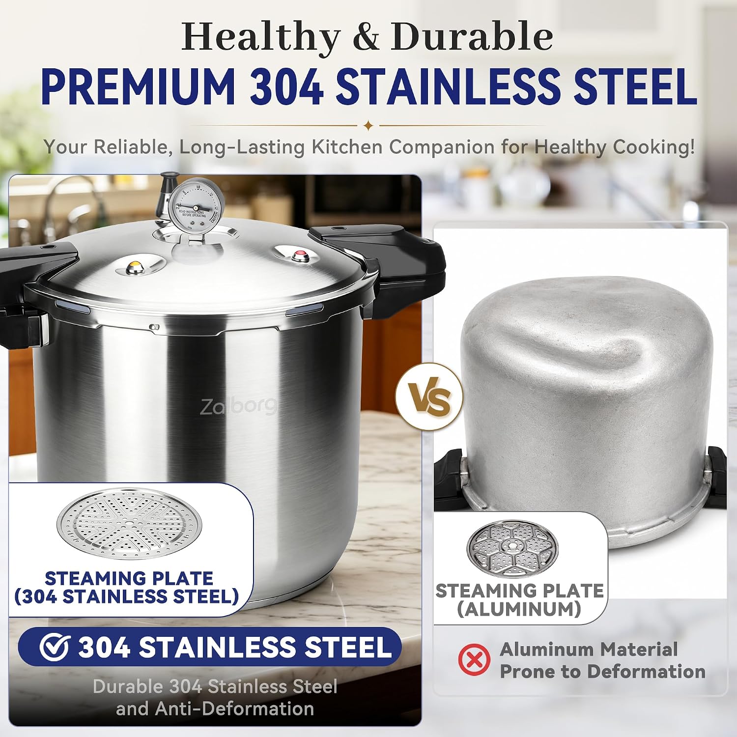 Canning Pressure Cooker Stainless Steel, 23 Qt Pressure Canner with Pressure Gauge, Ollas De Presión Para Cocinar