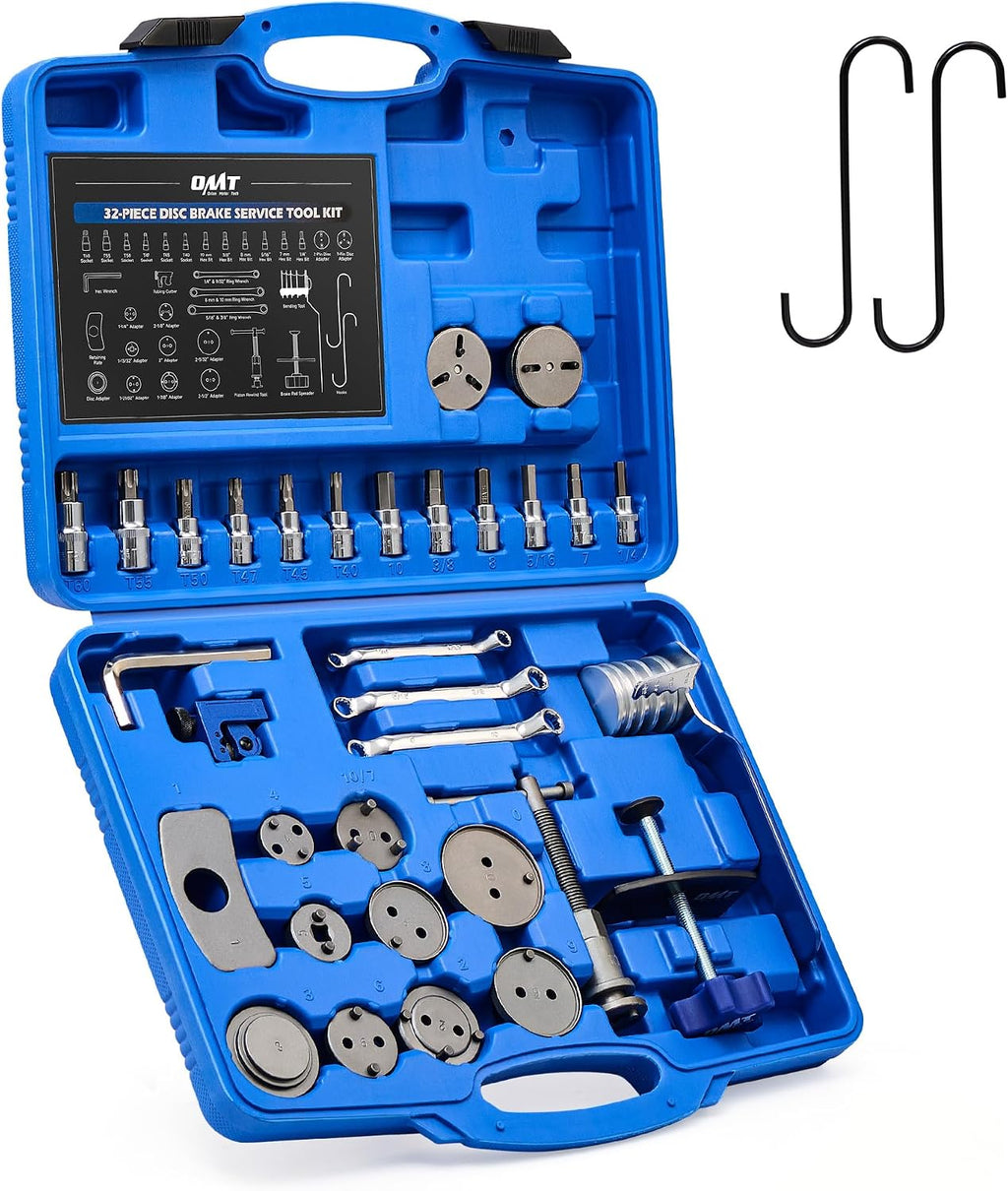 OMT 34pc Master Brake Caliper Tool Kit with 11 Adapters and Line Cutter